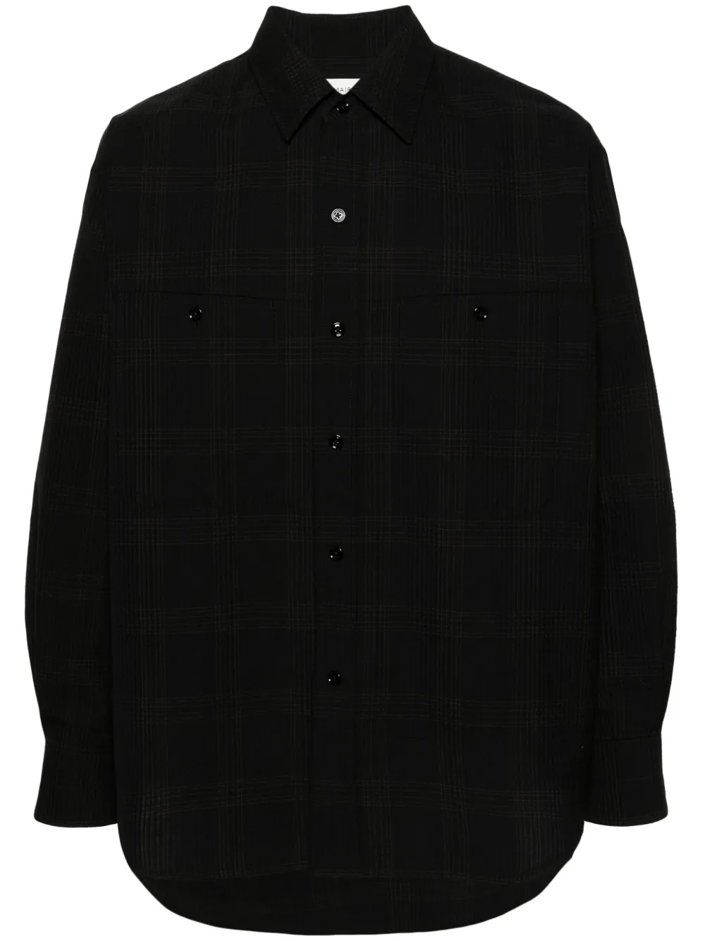 Lemaire Check-pattern Seersucker Shirt In Blue