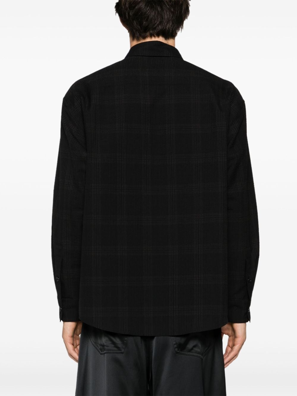 Shop Lemaire Check-pattern Seersucker Shirt In Blue