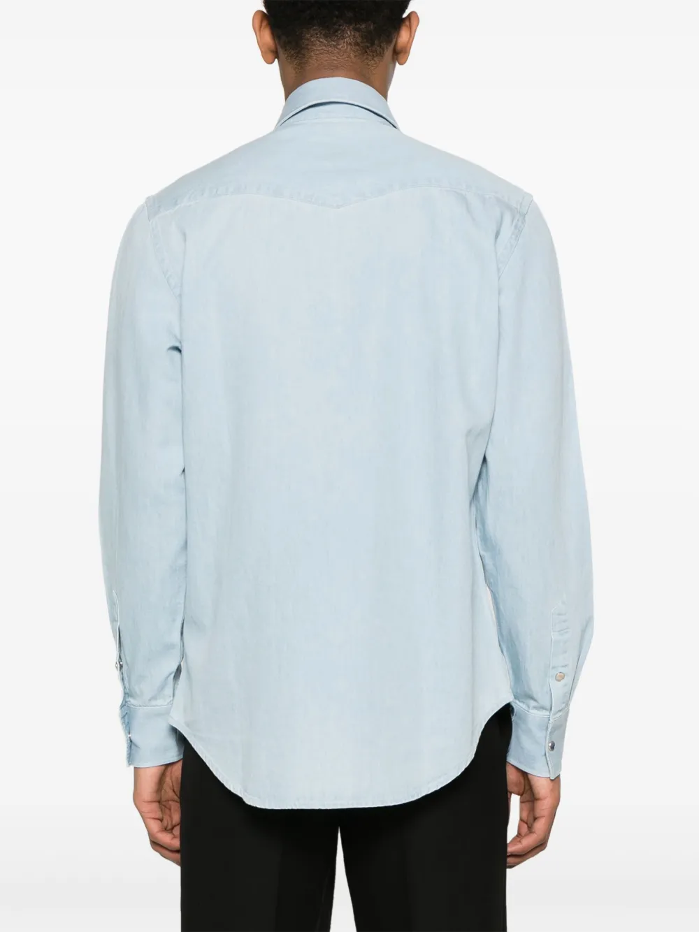 Shop Paul Smith Spread-collar Lightwash Denim Shirt In Blau