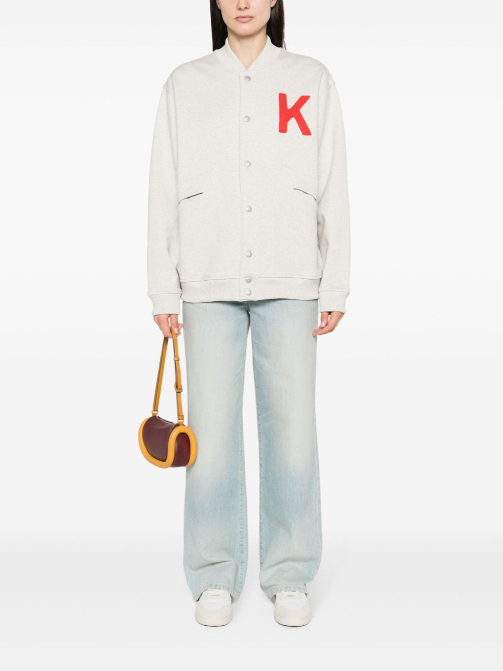 Shop Kenzo Lucky Tiger Jersey Bomber Jacket In Grey
