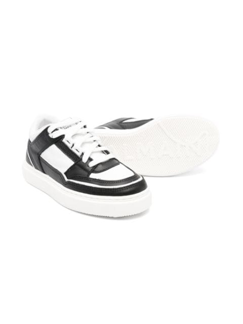 panelled leather sneakers