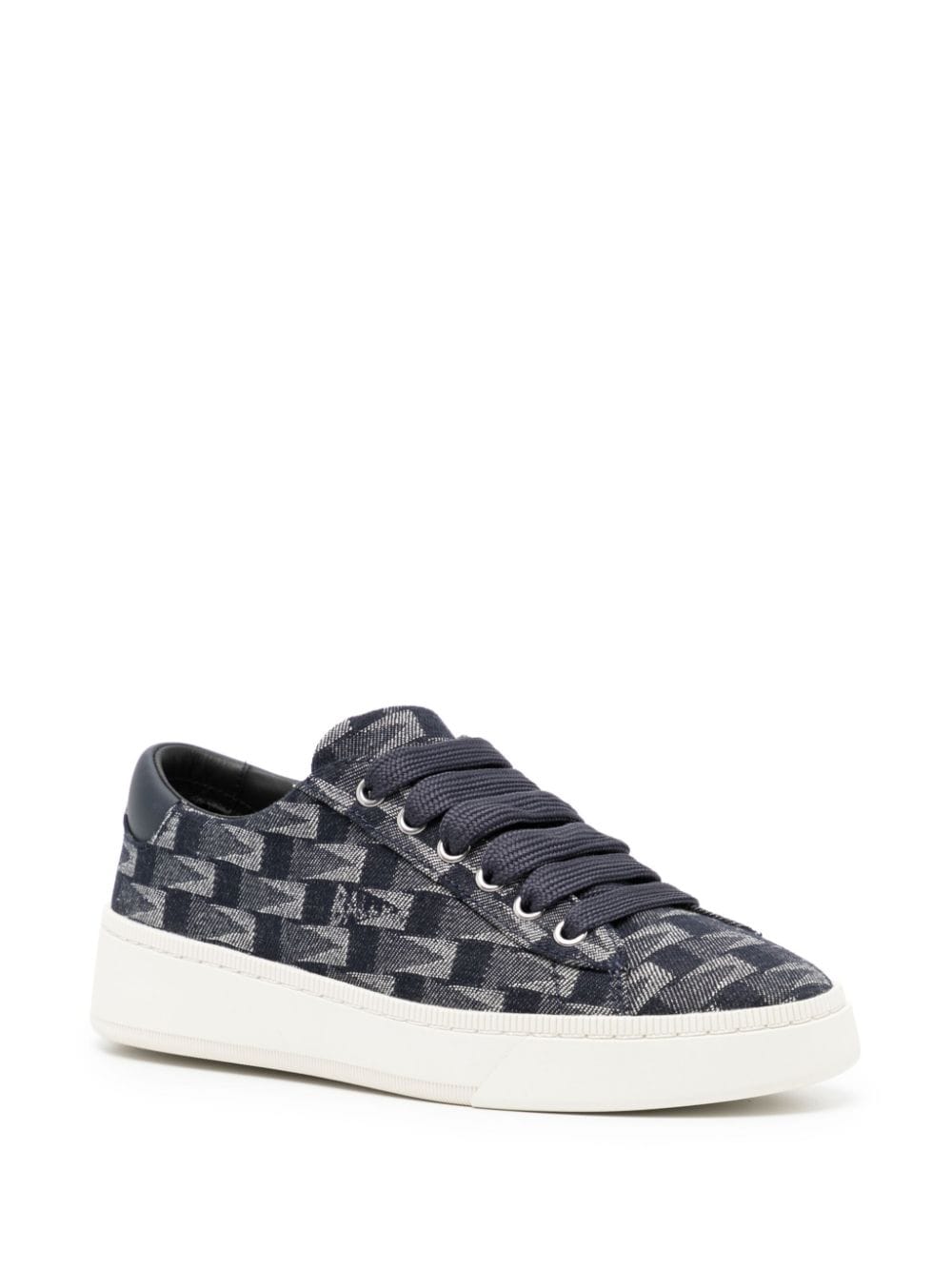 Shop Bally Geometric-print Leather Sneakers In Blue