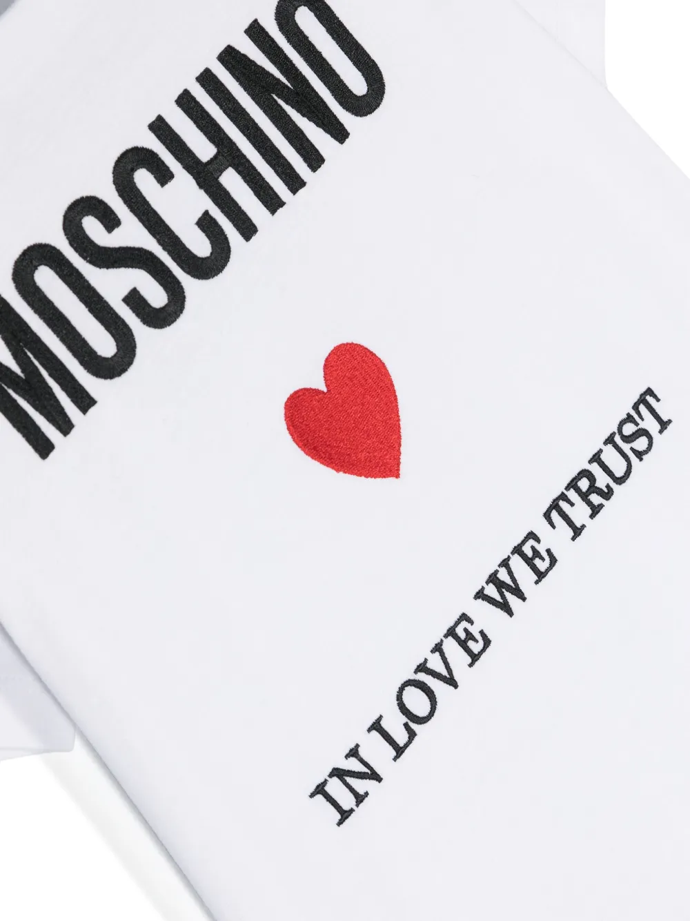 Shop Moschino Logo-embroidered Cotton T-shirt In White