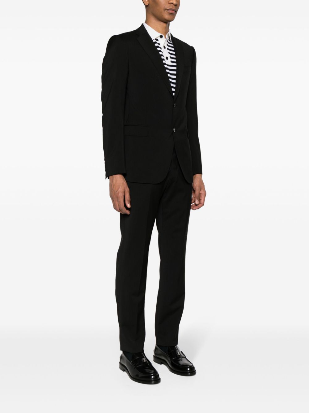 Shop Emporio Armani Single-breasted Virgin Wool Suit In Black