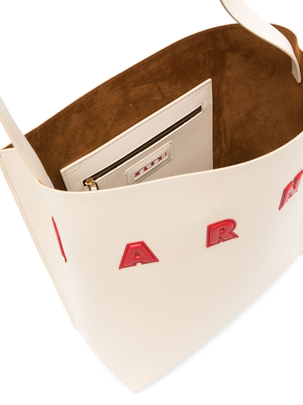 Marni Museo leren shopper Beige