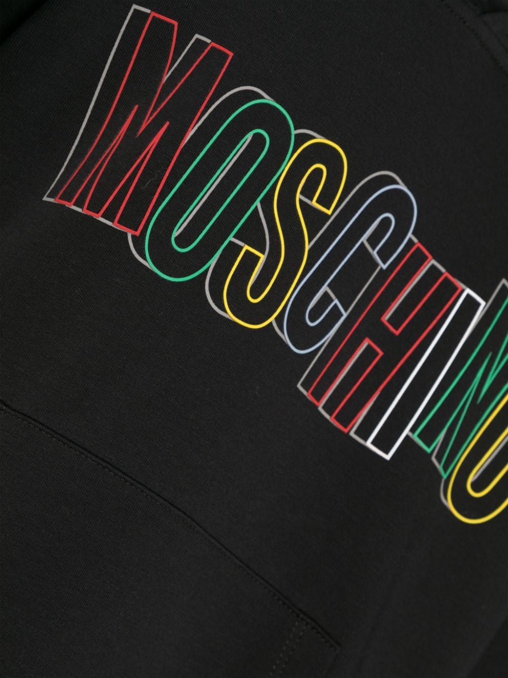 Shop Moschino Logo-flocked Cotton Hoodie In 黑色