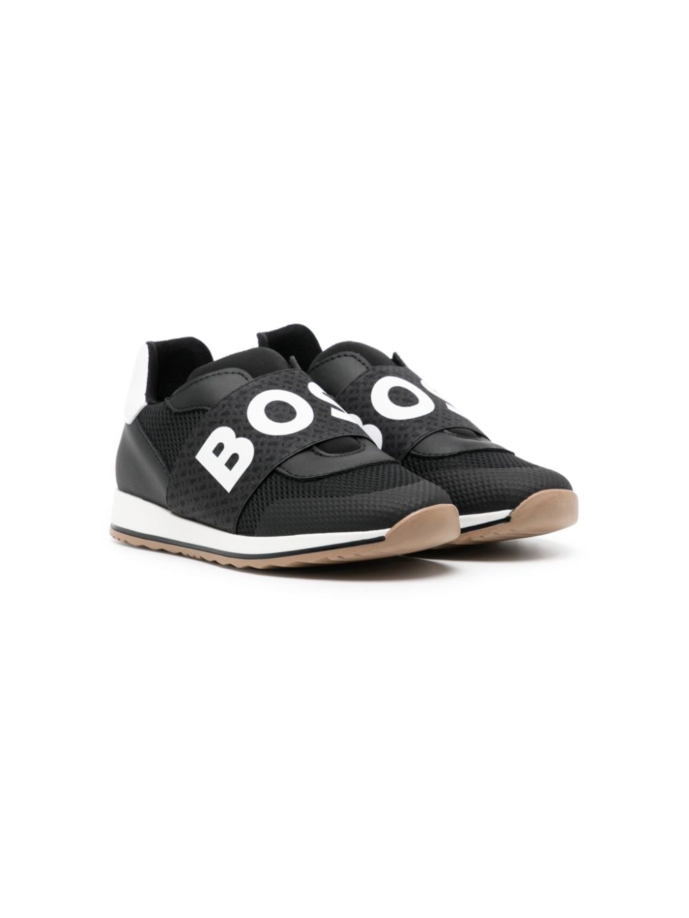 Bosswear Kids' Logo-strap Sneakers In Black