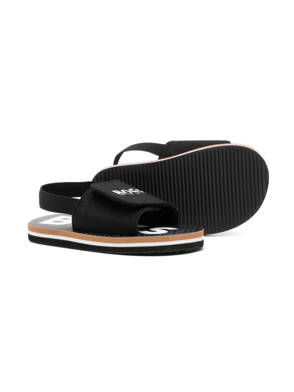 BOSS Kidswear touch strap sandals - Zwart