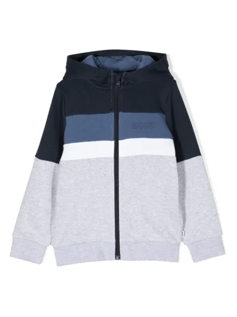 BOSS Kidswear 로고 프린트 스트라이프 후디