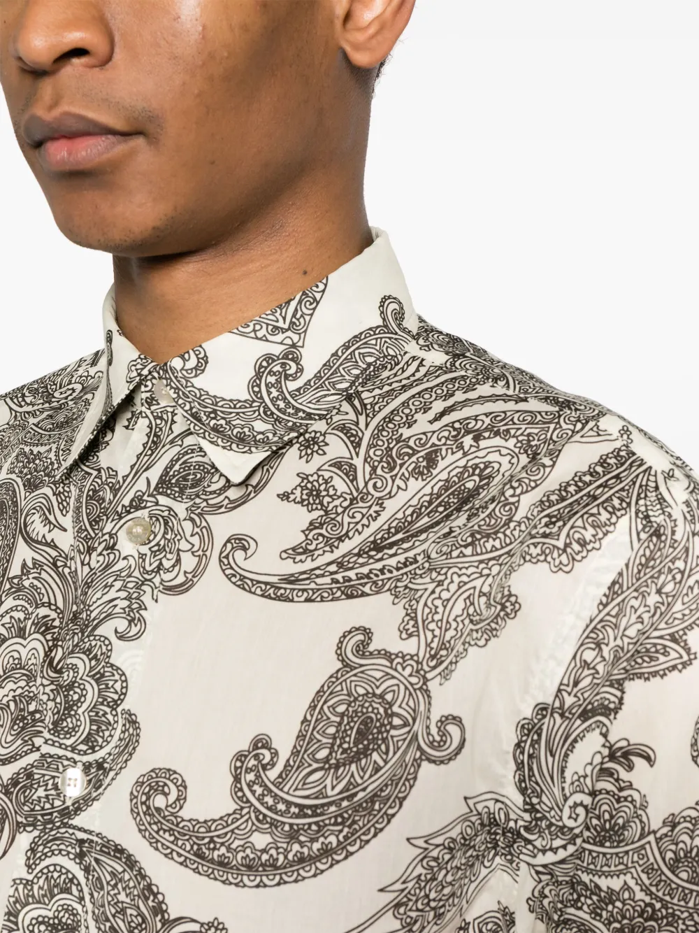 Shop Etro Paisley-print Cotton Shirt In Neutrals