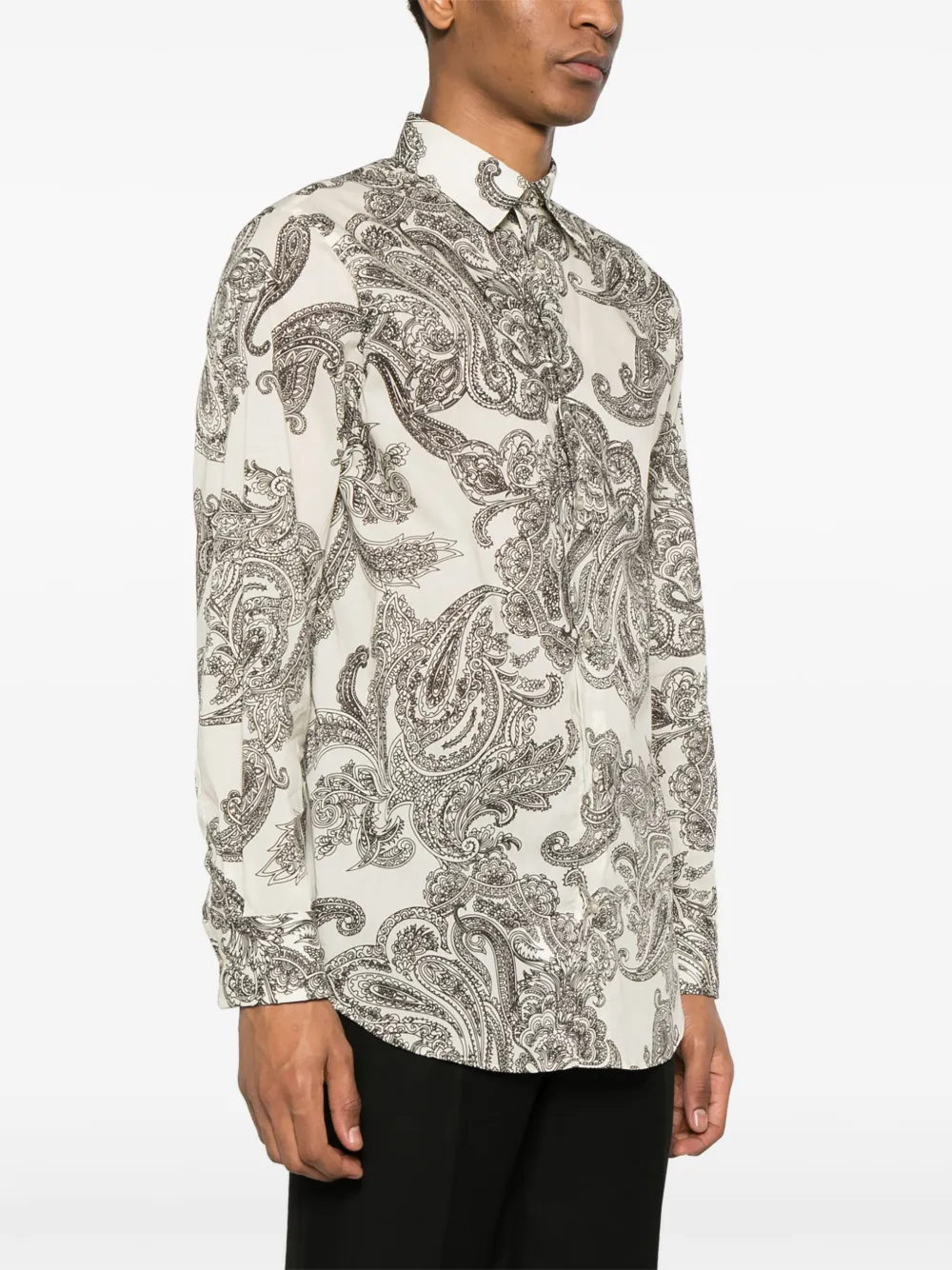 Shop Etro Paisley-print Cotton Shirt In Neutrals