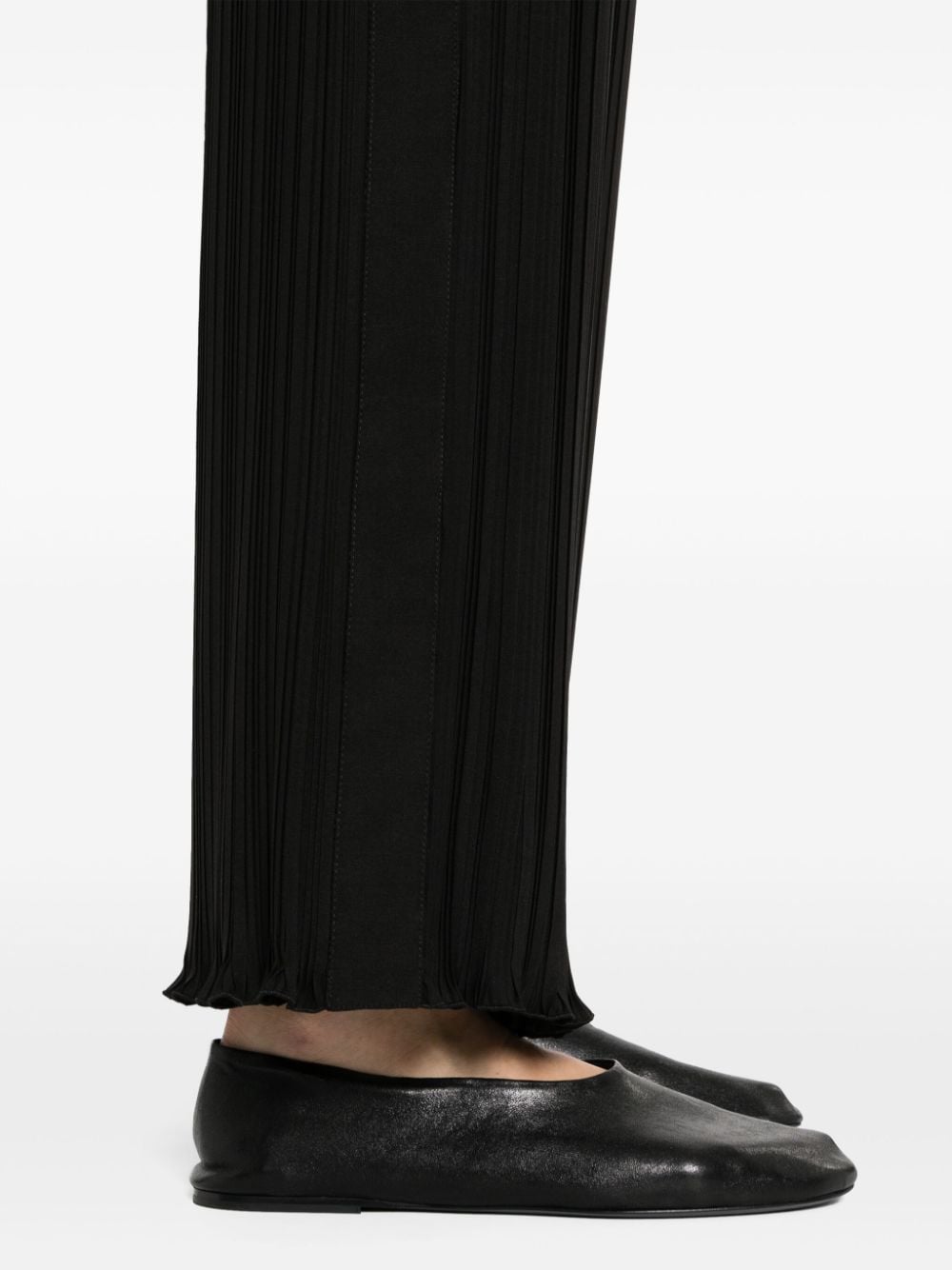 Shop Lanvin Plissé Wide-leg Trousers In Black