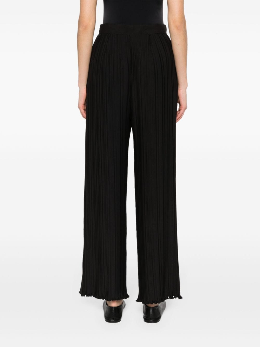 Shop Lanvin Plissé Wide-leg Trousers In Black