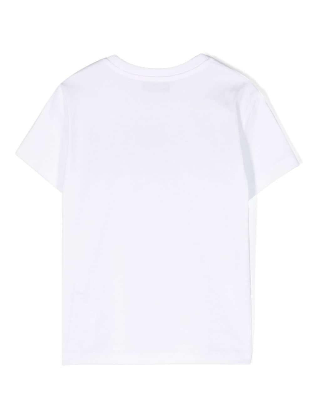 Shop Moschino Slogan-print Cotton T-shirt In White