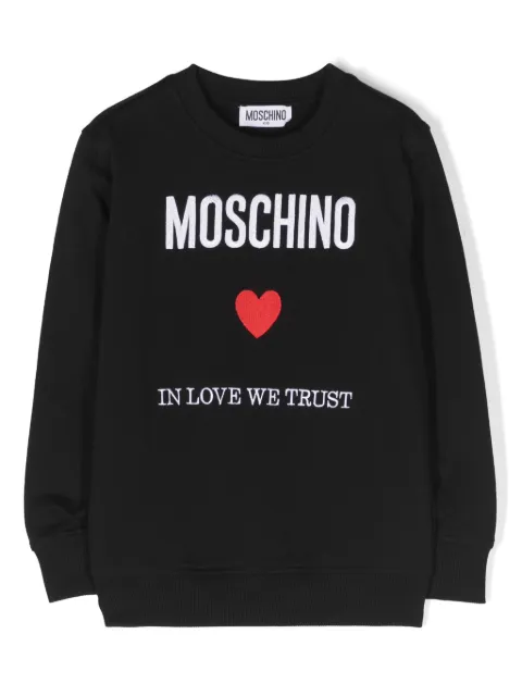 Moschino Kids embroidered-slogan cotton sweatshirt