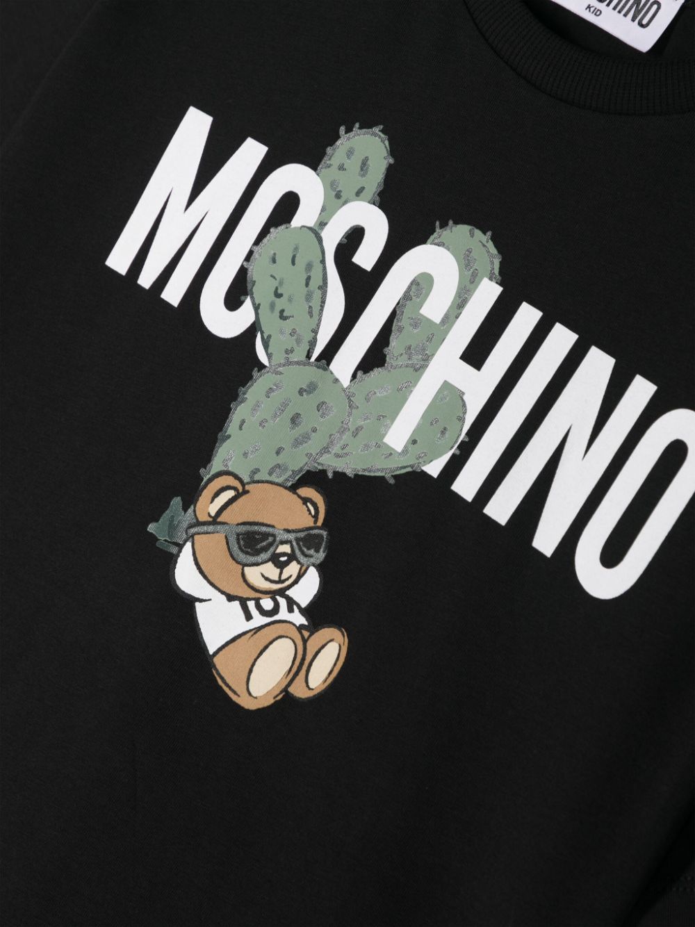 Shop Moschino Teddy Bear Cotton T-shirt In 黑色