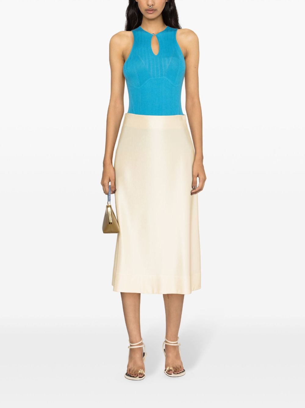 Shop Lanvin Keyhole-neck Ribbed Tank Top In Blue