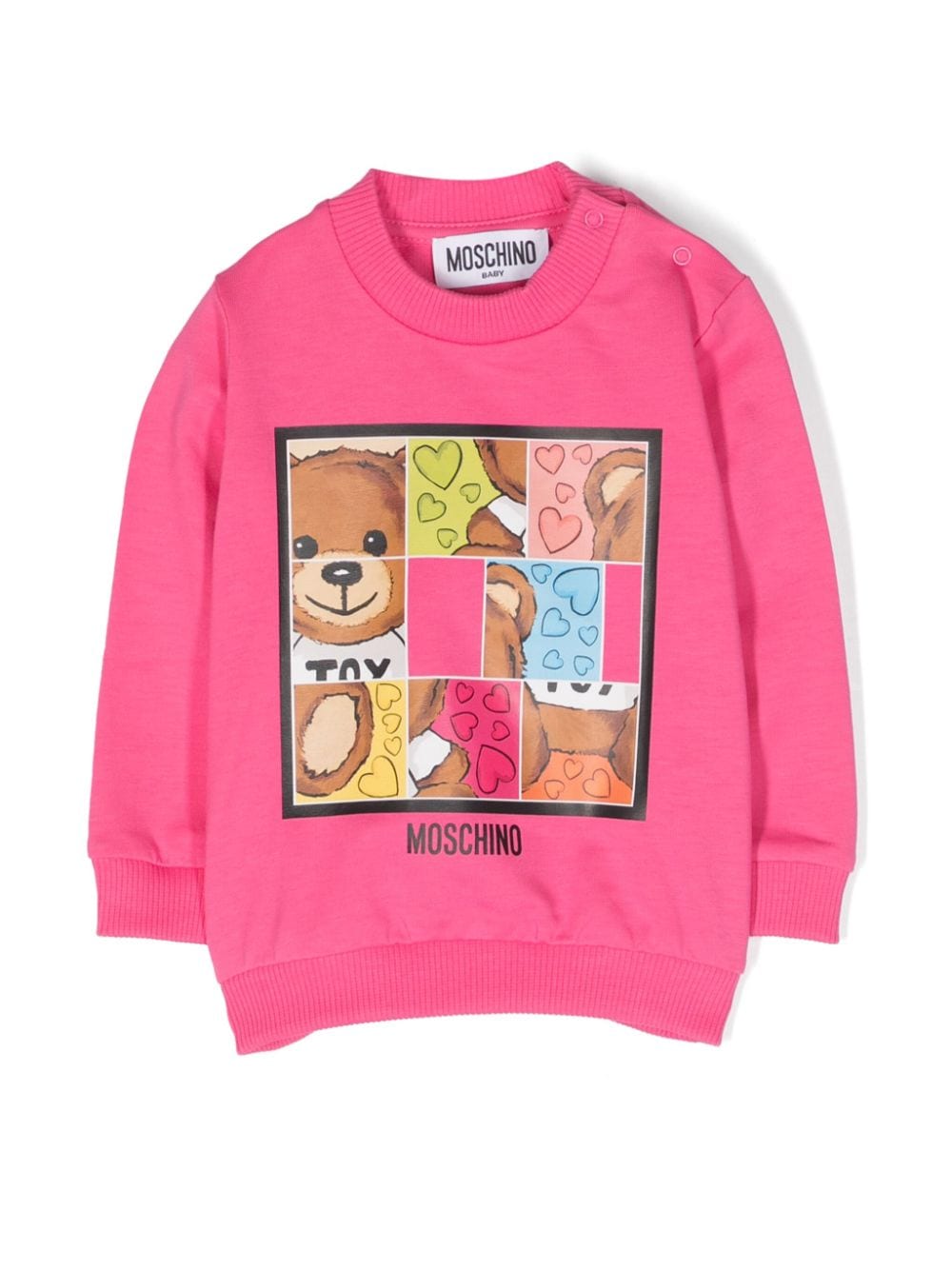 Moschino Babies' Teddy Bear Logo-print Sweatshirt In 粉色