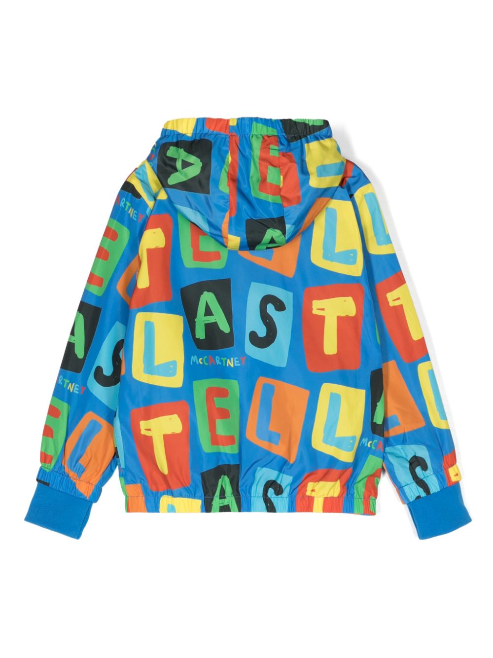 Shop Stella Mccartney Letter Blocks Hooded Jacket In 蓝色