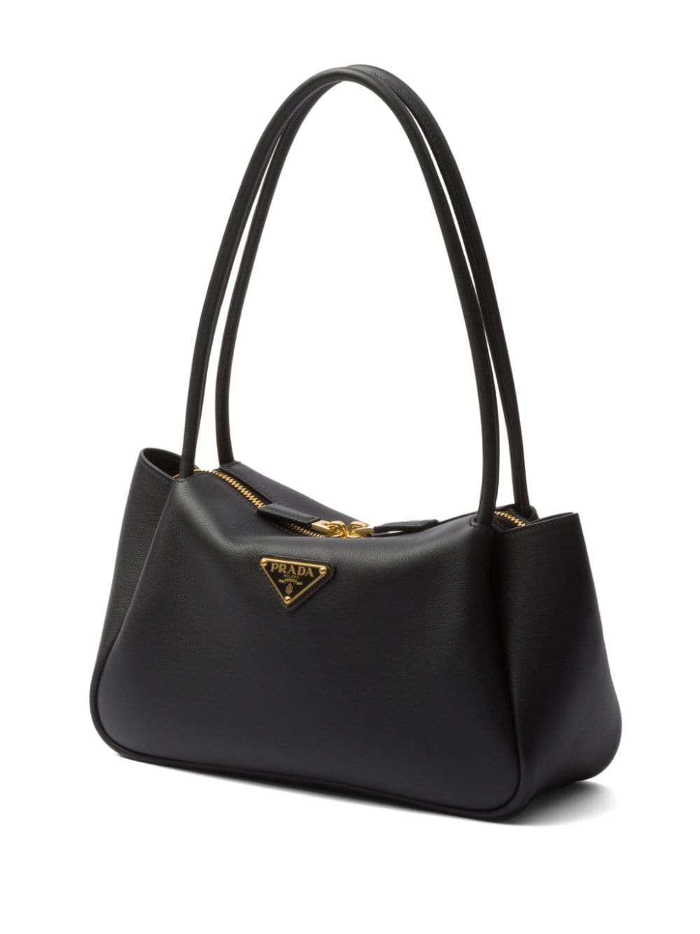 Shop Prada Medium Triangle-logo Shoulder Bag In Black