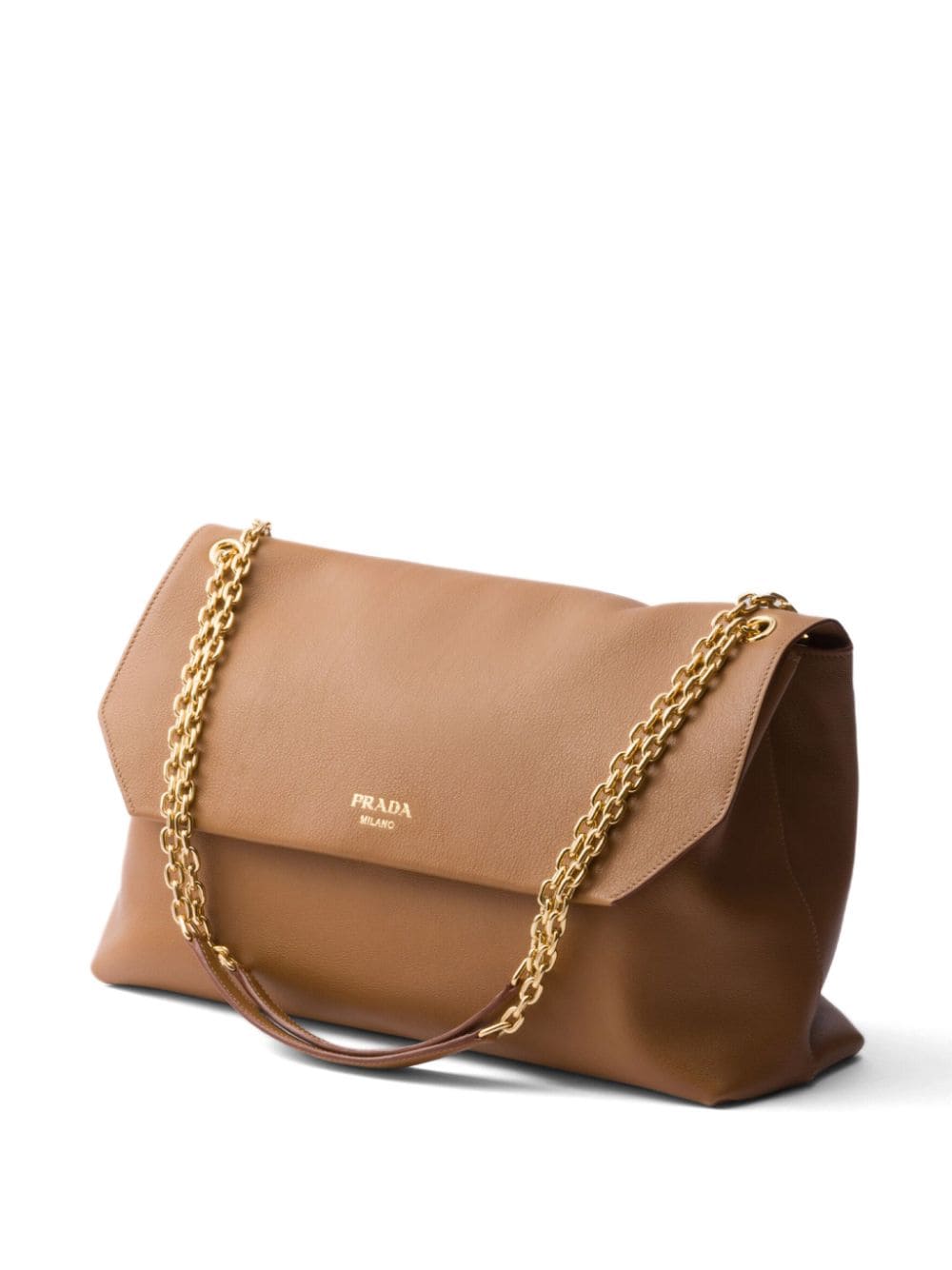 Shop Prada Large Leather Shoulder Bag In Brown