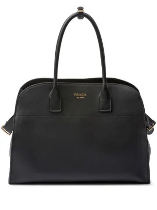 Prada Large Leather Tote Bag | Black | FARFETCH