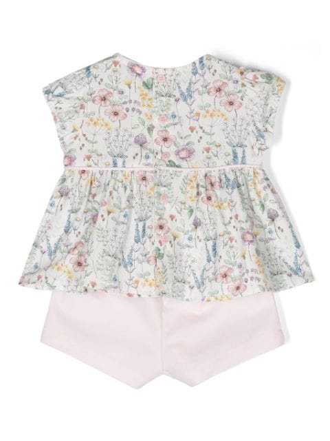 floral-motif shorts set