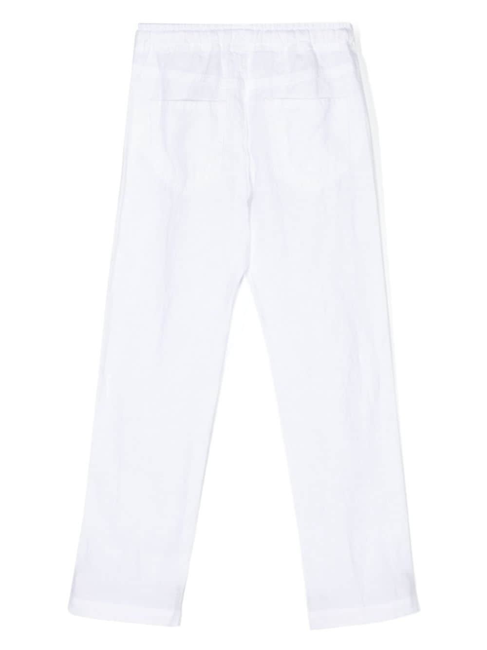 Shop Il Gufo Drawstring-fastening Linen Trousers In White