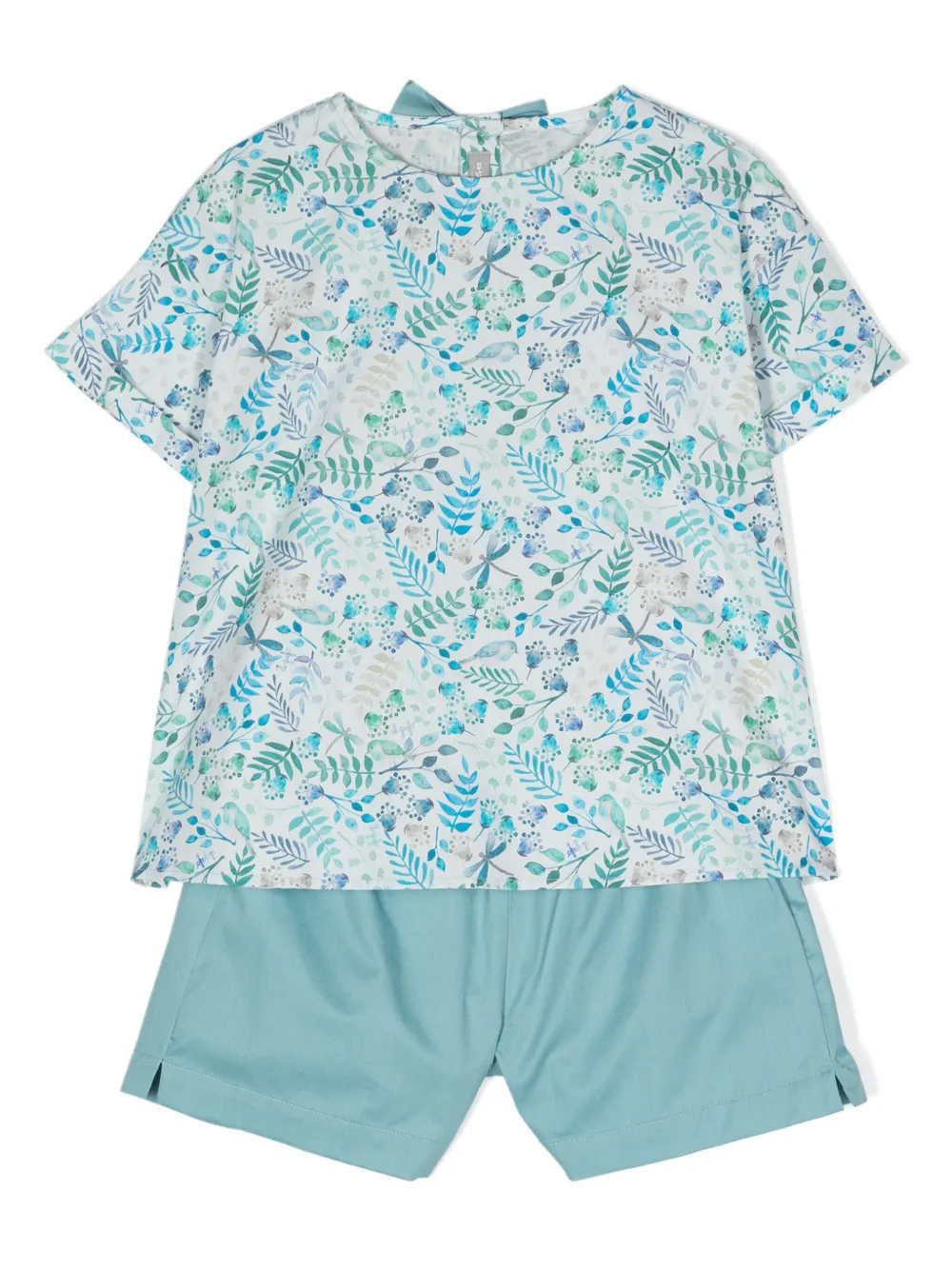 Il Gufo Floral-print Cotton Set In Blue