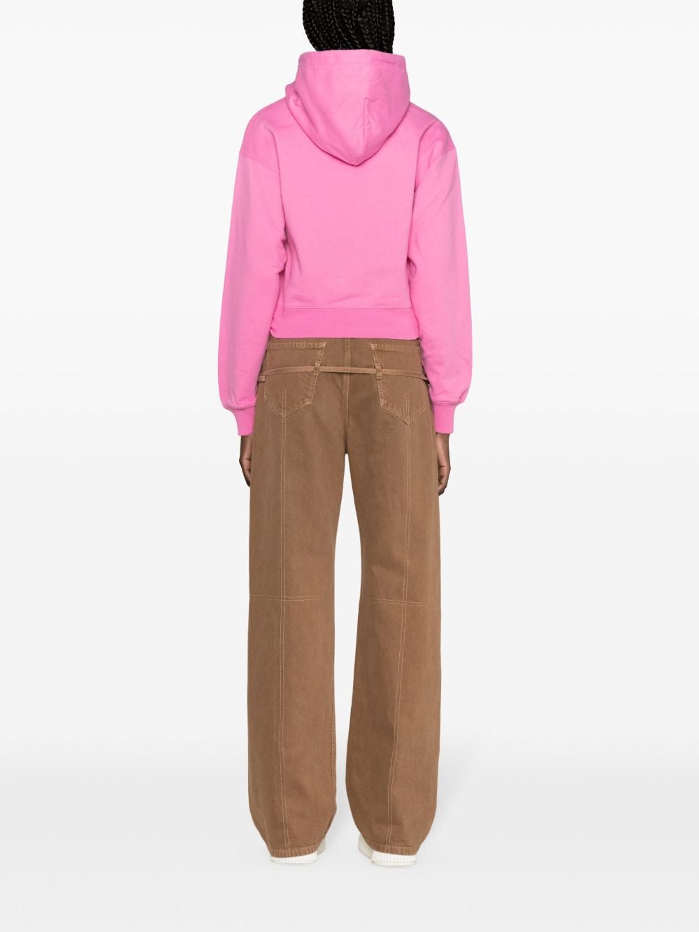 Shop Jacquemus Le Hoodie Gros Grain Cotton Top In Pink