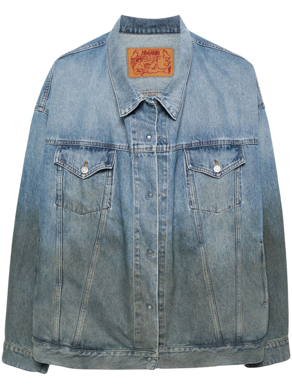 Shop Magliano Mid-wash Denim Jacket In Blue