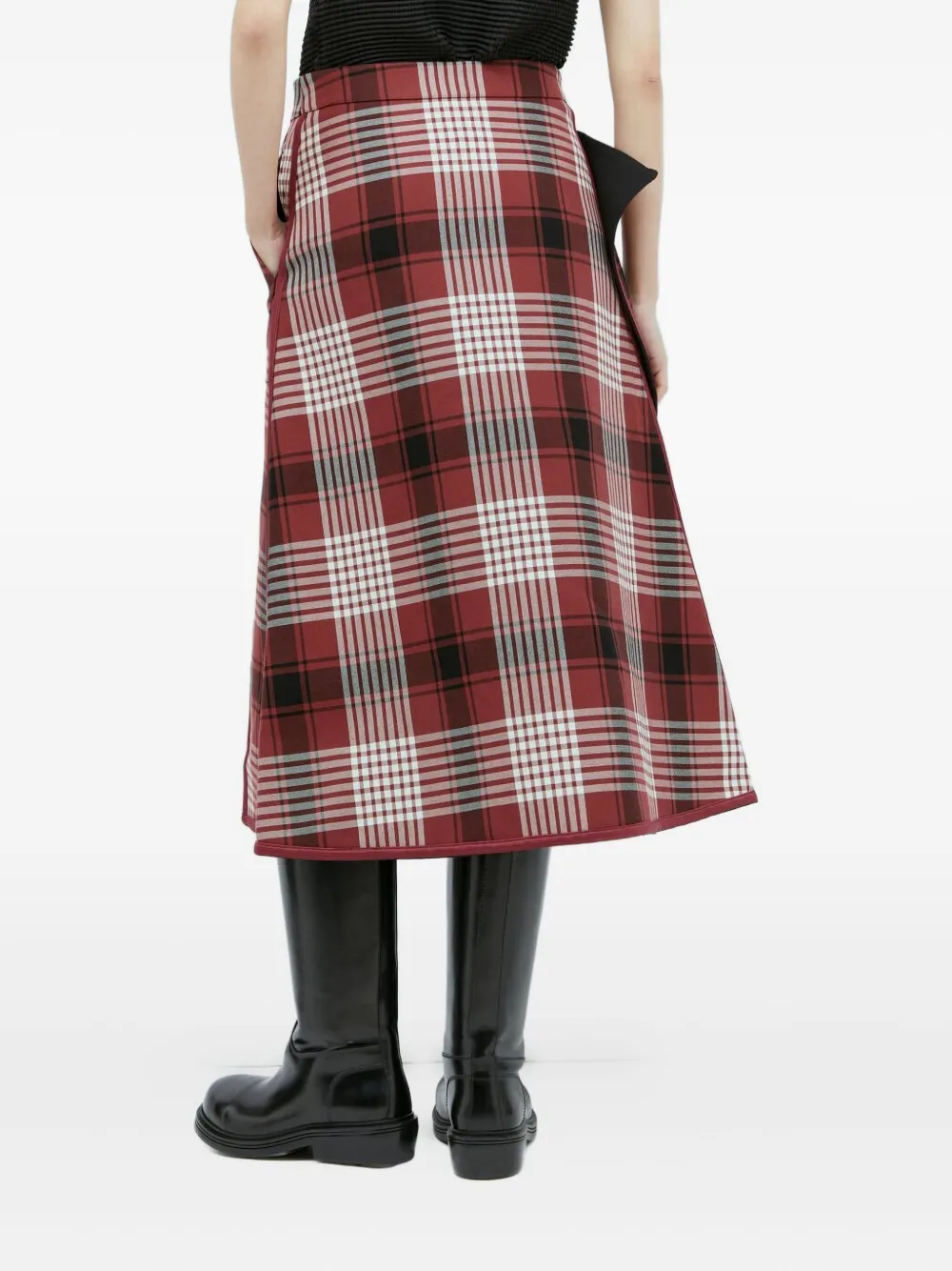 Issey Miyake Wool-cotton Reversible Midi Skirt In Red
