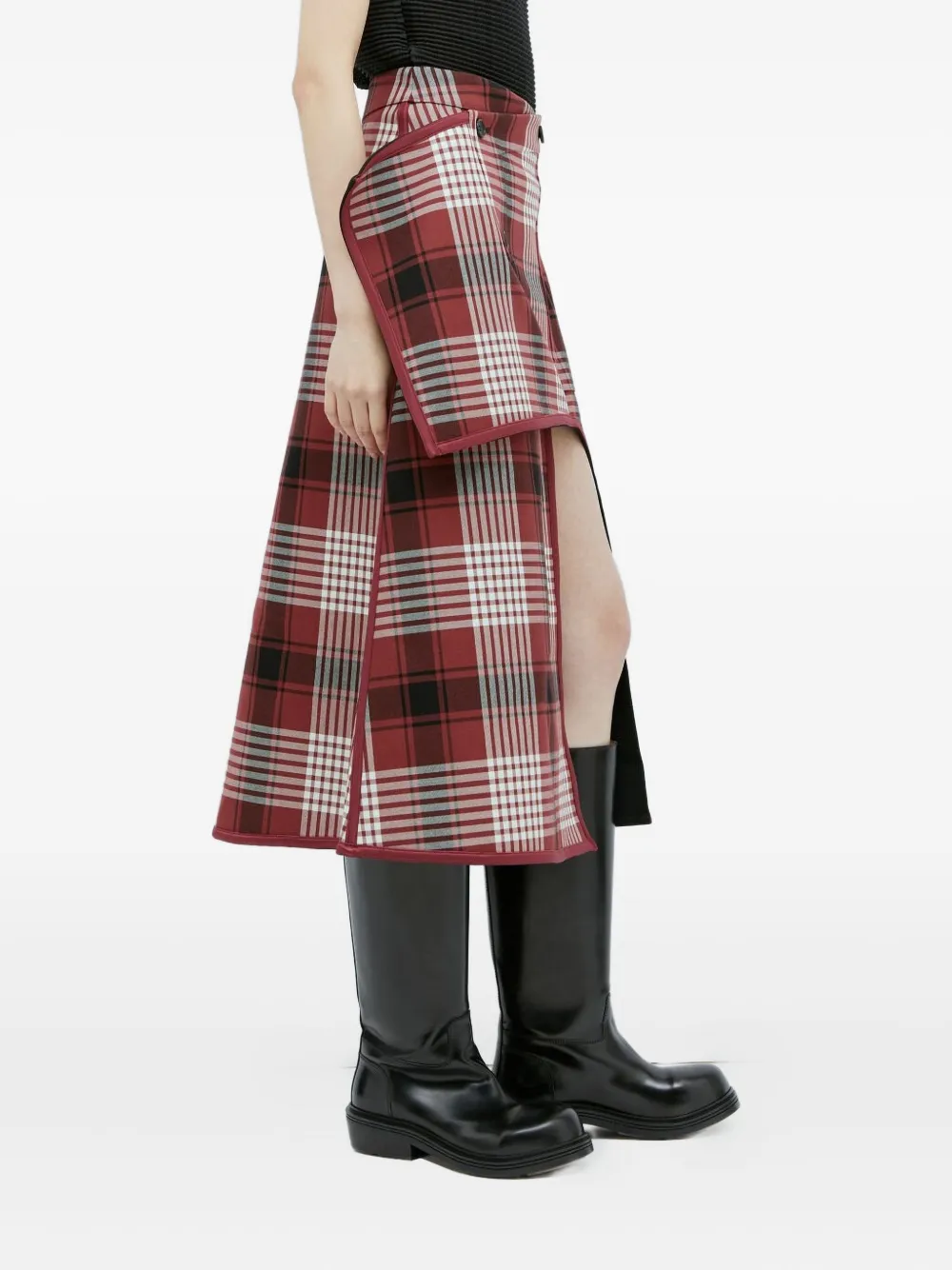 Issey Miyake Wool-cotton Reversible Midi Skirt In Red