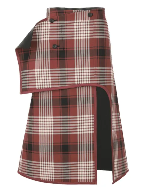Issey Miyake check-print midi skirt
