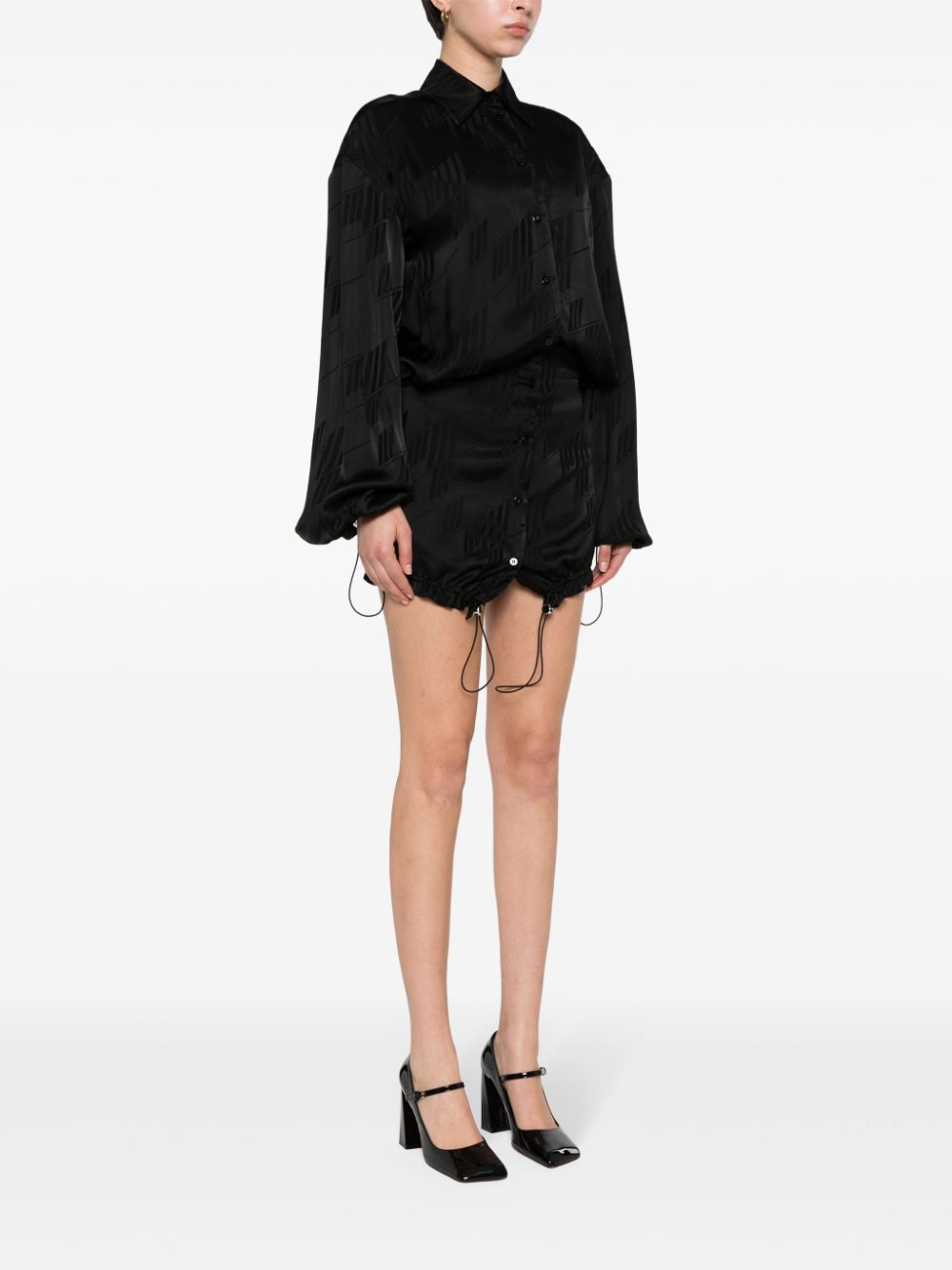 Shop Attico Logo-jacquard Mini Dress In Black