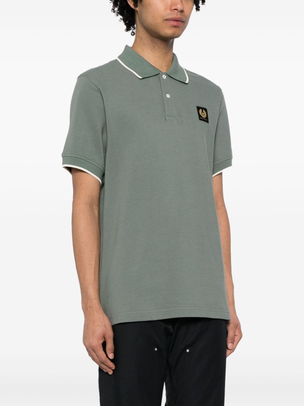 Shop Belstaff Logo-appliqué Cotton Polo Shirt In Green