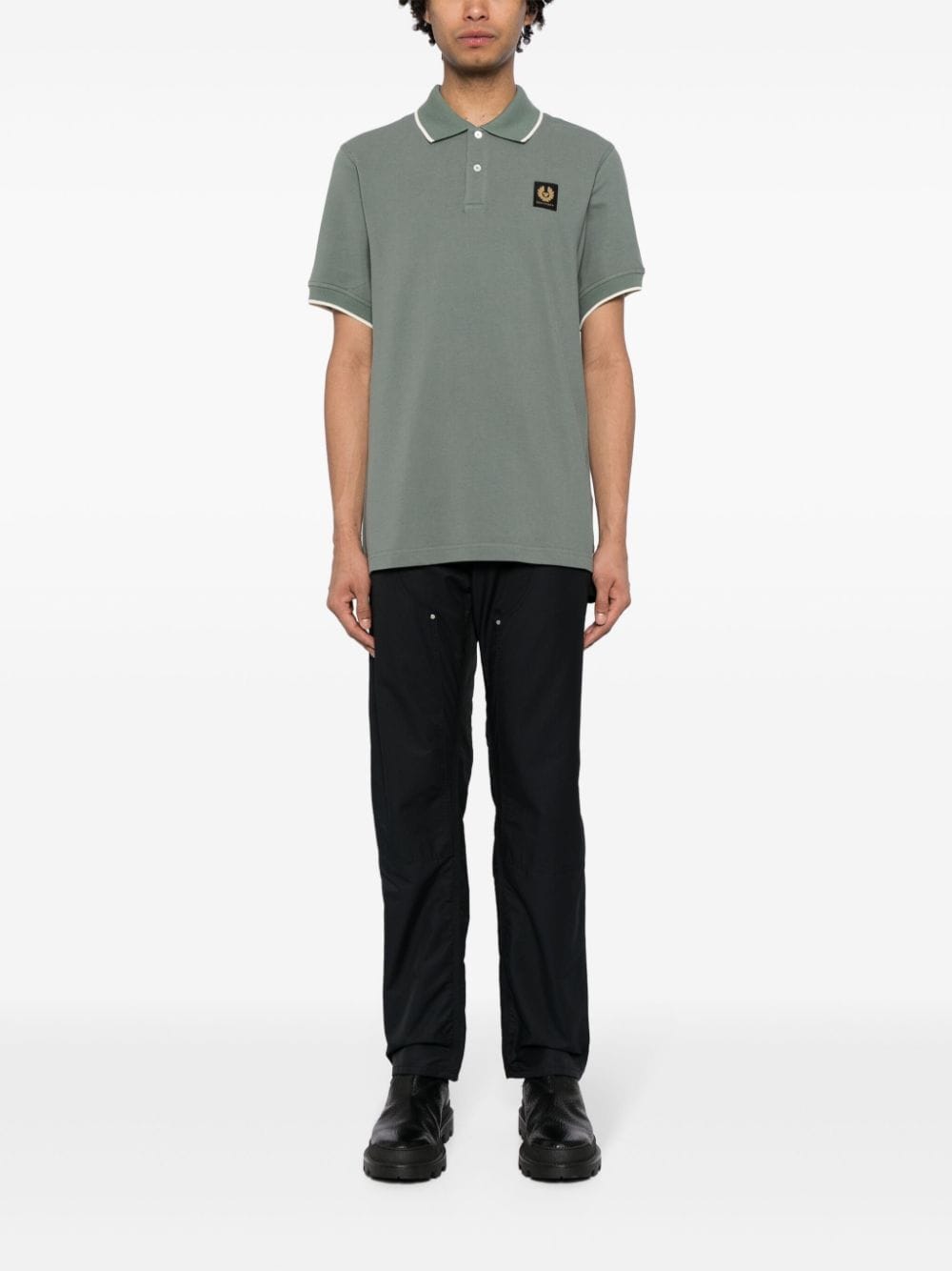 Shop Belstaff Logo-appliqué Cotton Polo Shirt In Green