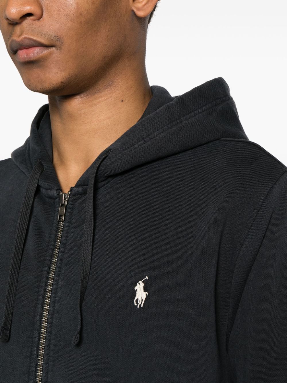 Shop Polo Ralph Lauren Polo Pony-embroidered Cotton Hoodie In Schwarz