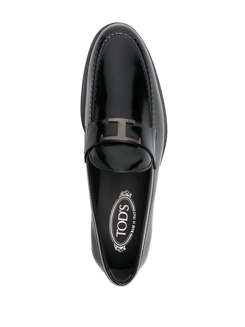 Shop Tod's T Timeless Leather Loafers In Black