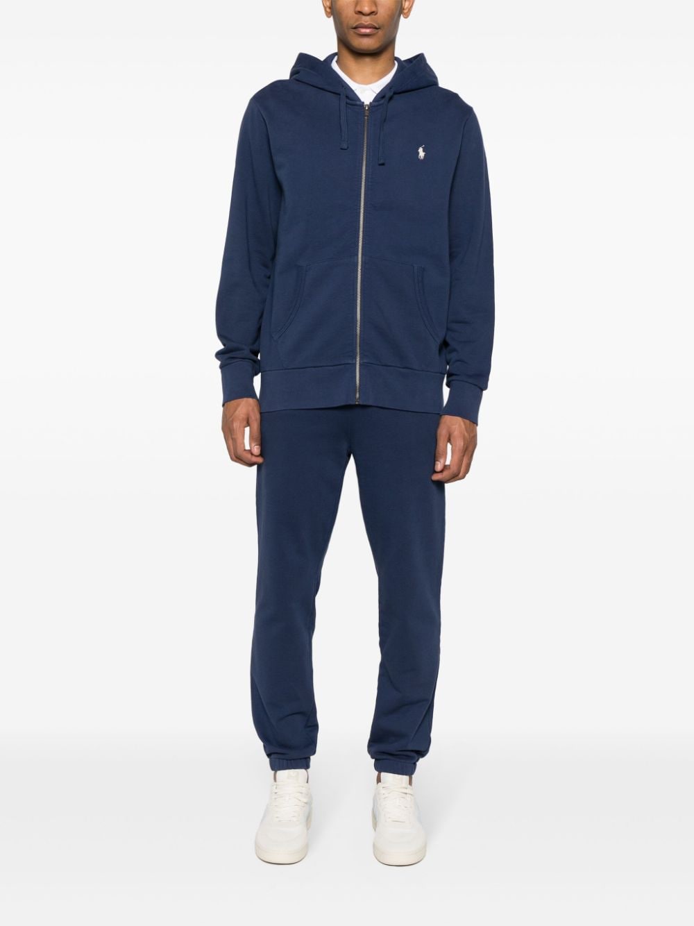 Shop Polo Ralph Lauren Polo Pony-embroidered Cotton Hoodie In Blue