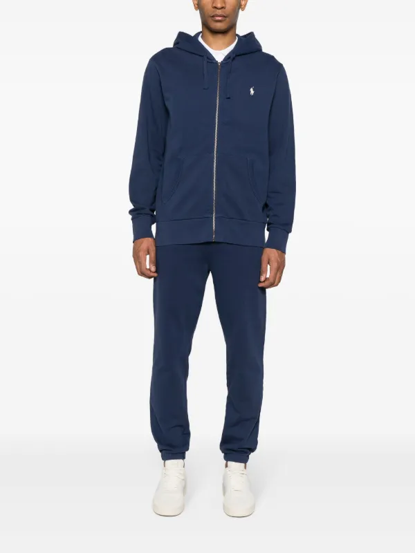 Polo Ralph Lauren Polo Pony-embroidered Cotton Hoodie | Blue | FARFETCH