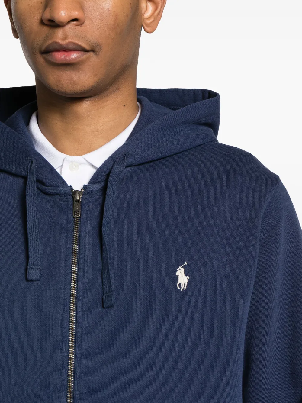 Shop Polo Ralph Lauren Polo Pony-embroidered Cotton Hoodie In Blue