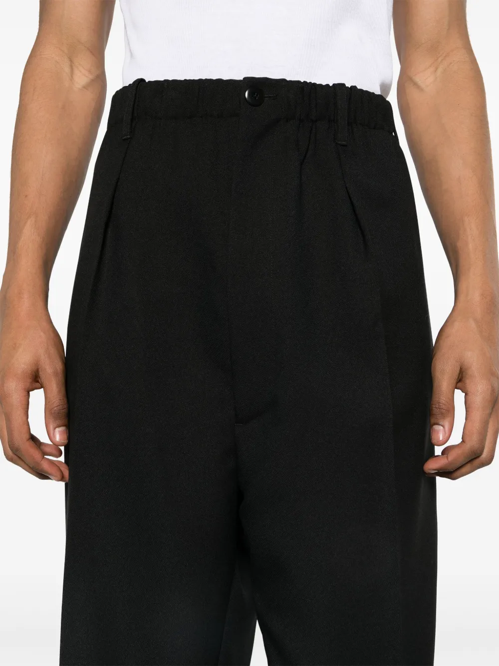 Shop Random Identities Tailored Straight-leg Trousers In Black