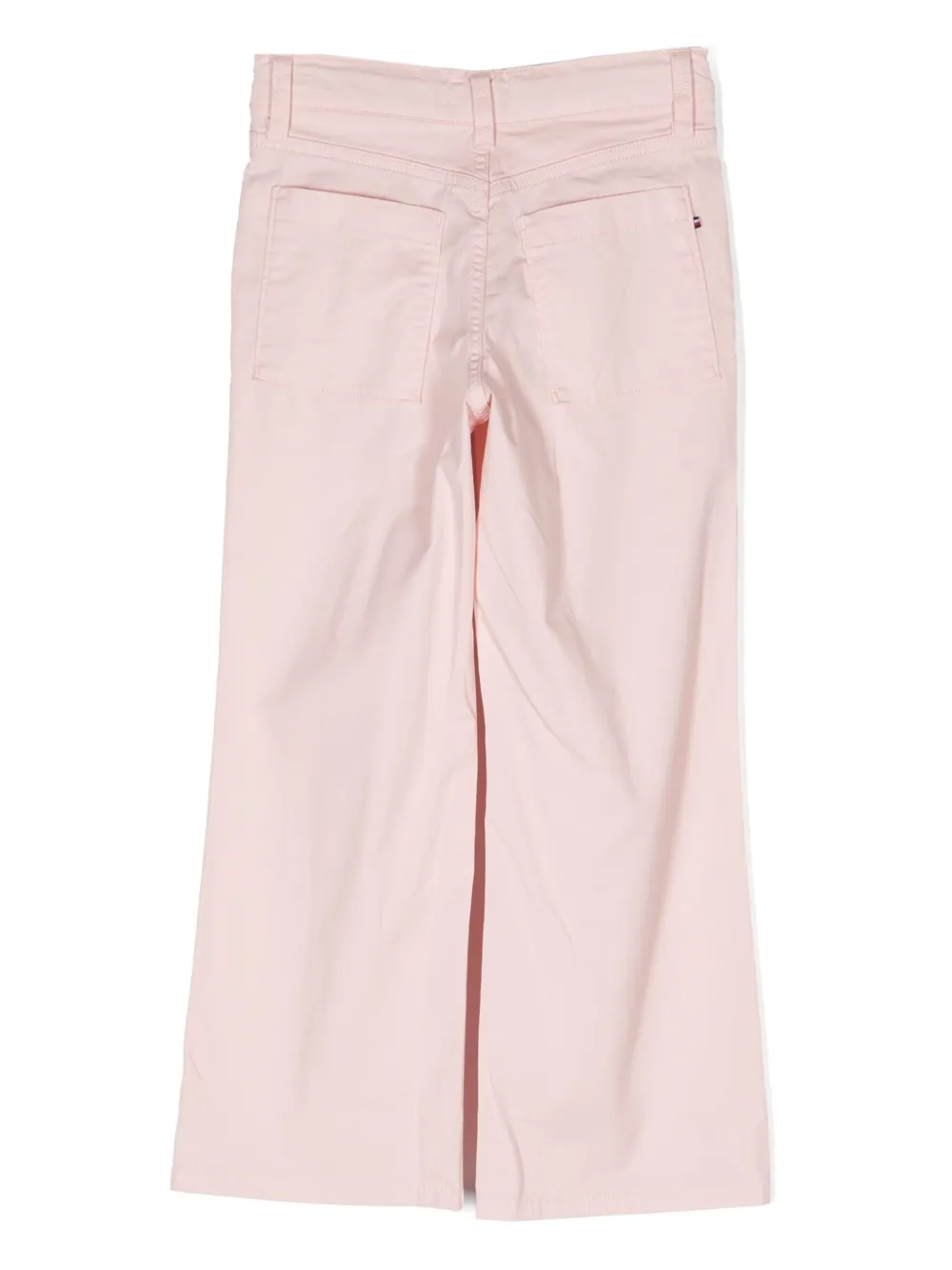 Shop Tommy Hilfiger Junior Mid-rise Logo-embroidered Straight-leg Trousers In Pink