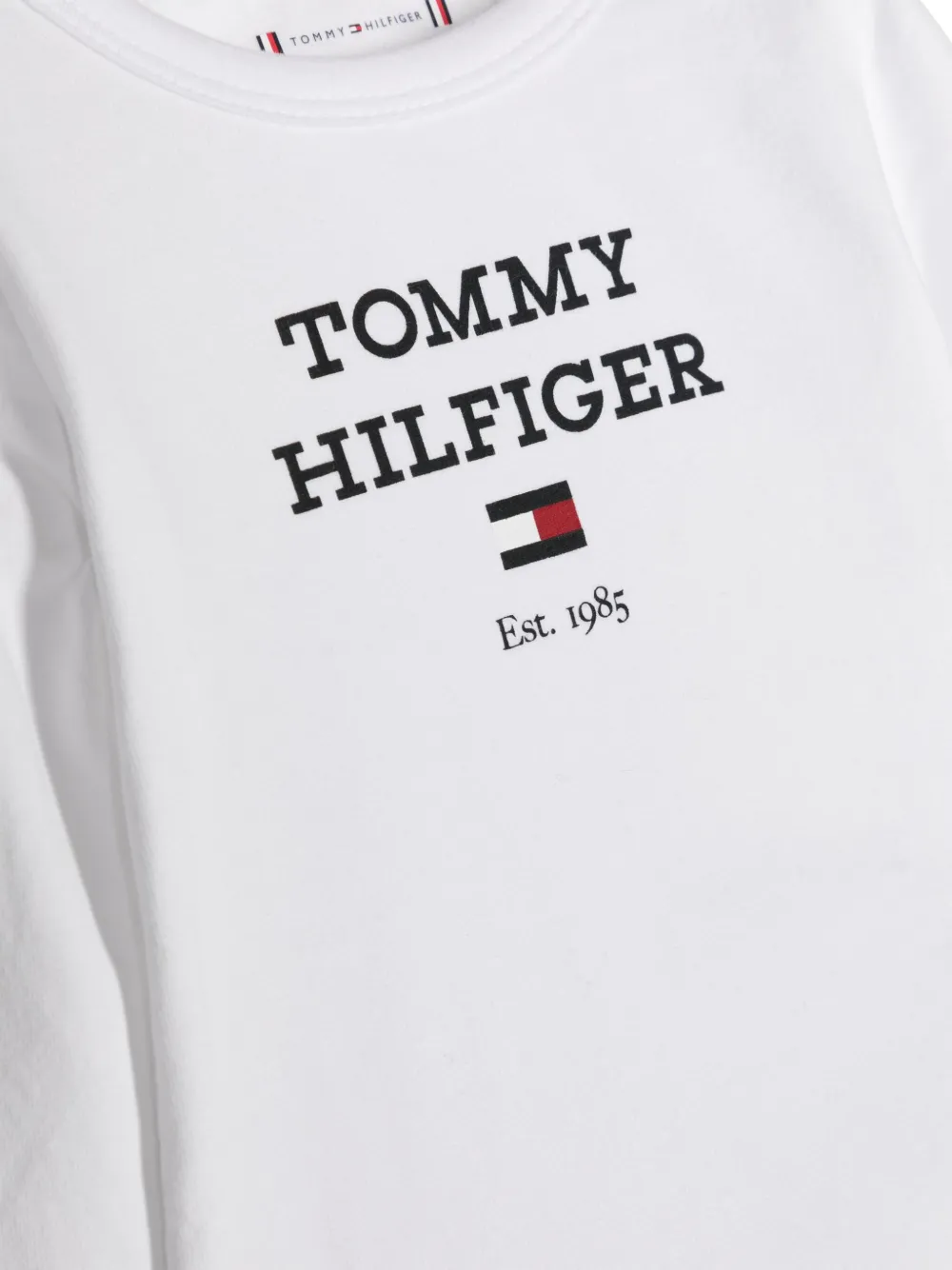 Shop Tommy Hilfiger Junior Logo-print Cotton Body In White