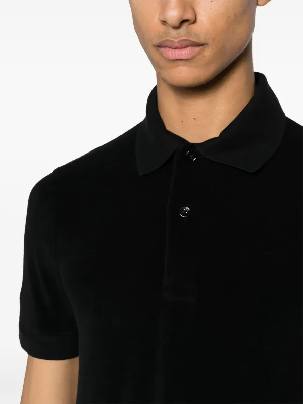 Tシャツ・カットソー TOM FORD Black Wool Blend Polo Shirt TOM FORD Towelling cotton-blend Polo Shirt | Black | FARFETCH CA