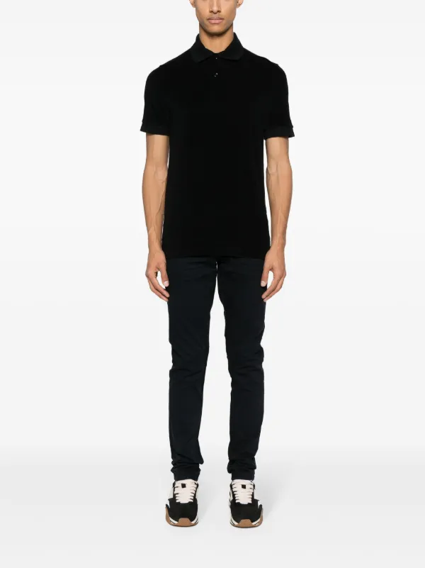 TOM FORD Towelling cotton-blend Polo Shirt | Black | FARFETCH CA