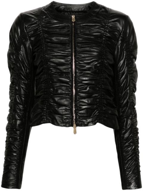 PINKO ruched leather jacket