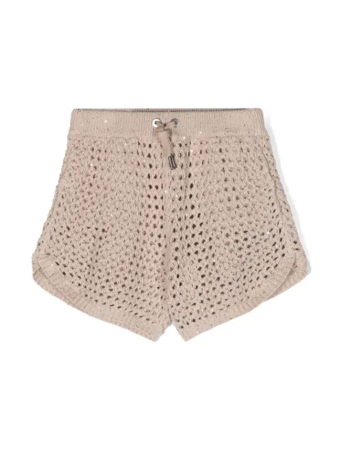 Brunello Cucinelli Kids shorts de tejido flojo bordada con lentejuelas