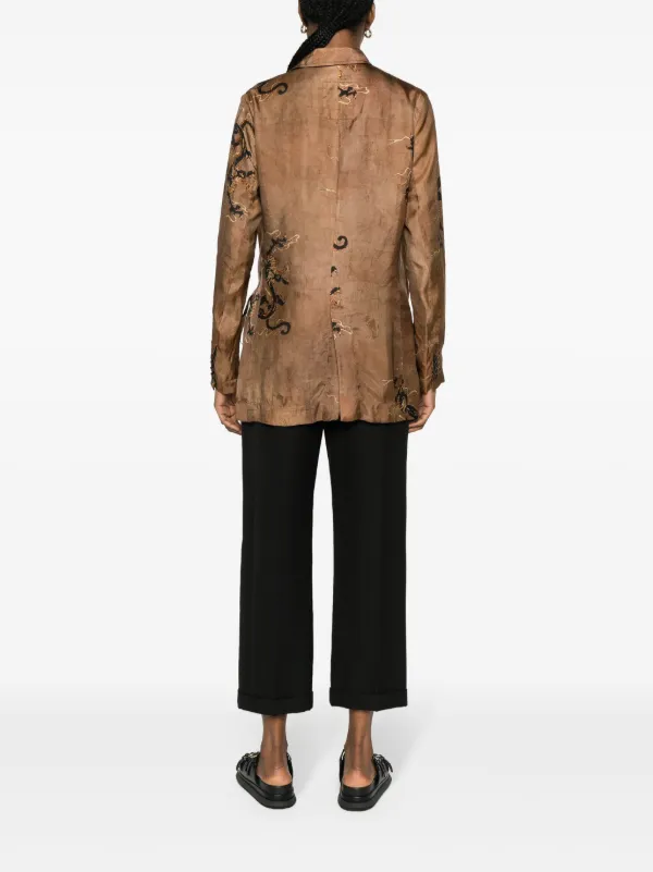 Uma Wang dragon print wrap jacket women Viscose Cupro L Neutrals